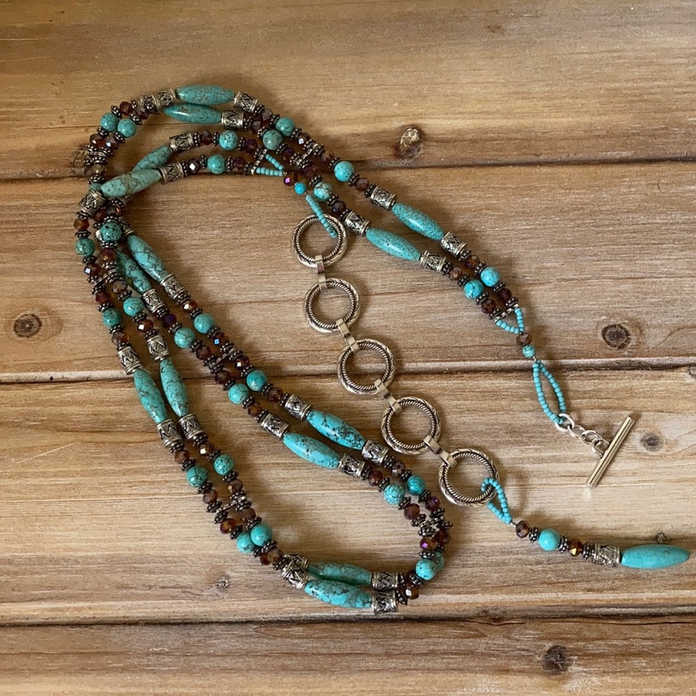 NWOT Turquoise & Brown Crystal Western Belt